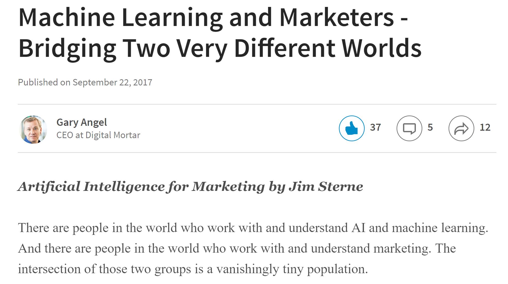 Book Review: Machine Learning and Marketers - Bridging Two Very ...